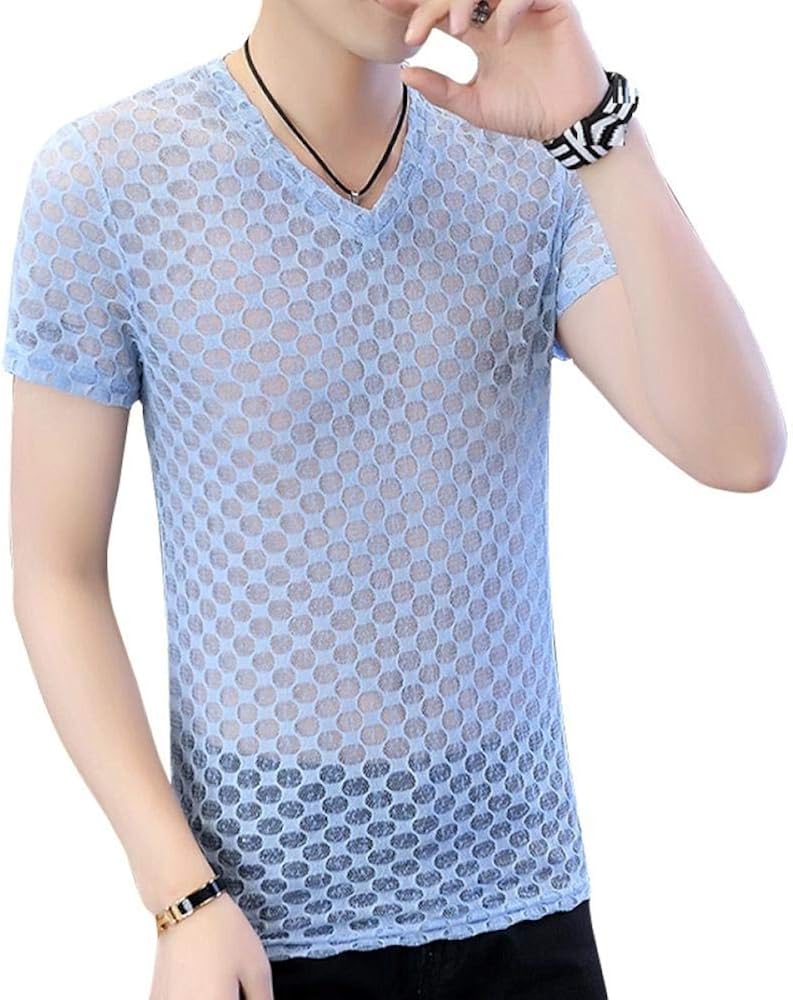 Maglia A Rete Uomo Maniche Corte - T-Shirt Traforata Traspirante Per Look Audace E Sexy - Foto 4