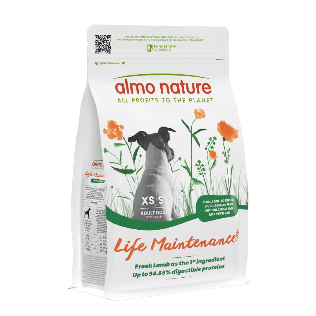Almo Nature Life Maintenance Dry Dog Food XS-S Lamb 2 kg – Complete Kibble for Adult Small and Extra Small Breed Dogs
