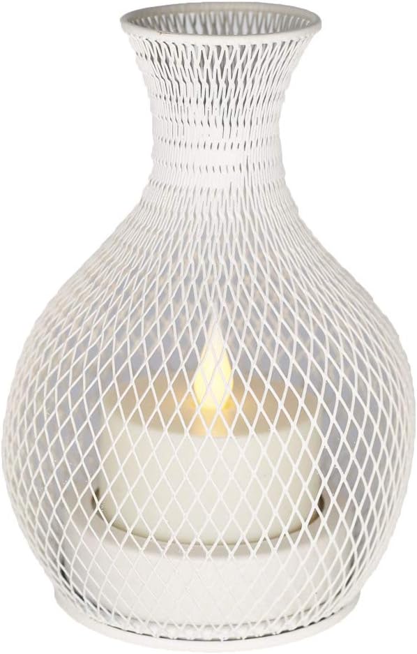 Candle Lanterns Decorative with Led Candles Jumping and Flickering Flame Candles Battery Operated,Lantern Candle with 7" Mesh Vase,Decor Lantern Candles for Home Decor
