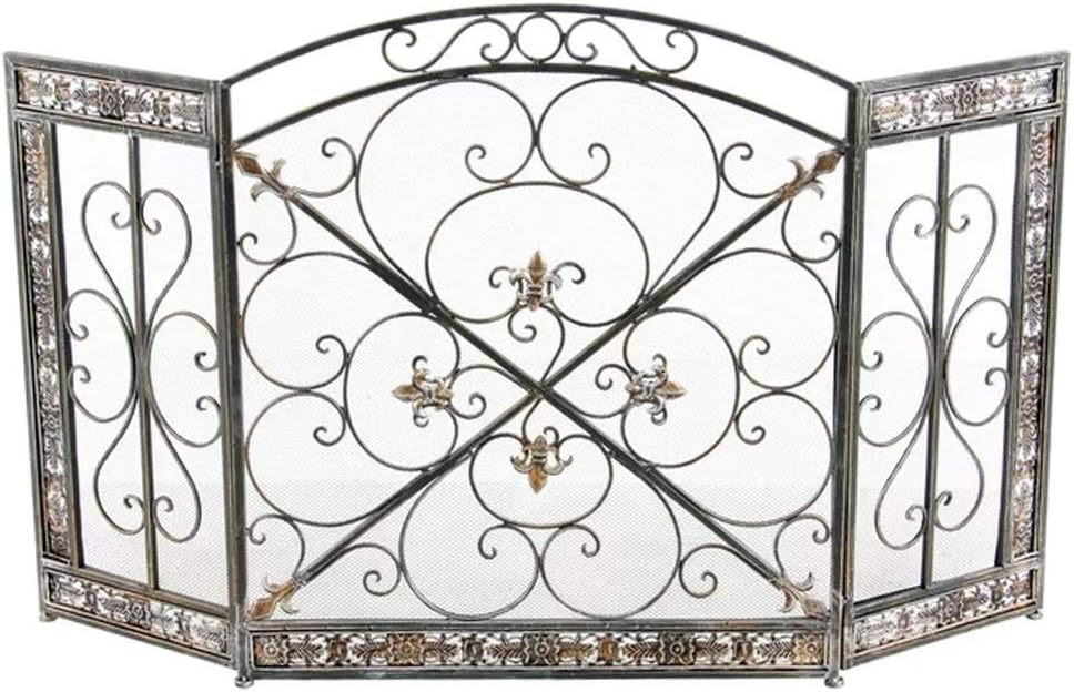 Kamingitter Black Fire Kamin-Schirm mit 3-Panel Stahlgittern, Baby Safe