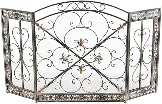 Kamingitter Black Fire Kamin-Schirm mit 3-Panel Stahlgittern, Baby Safe