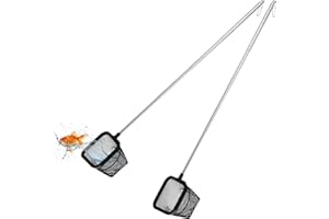 TELOOCO 3 Inch Fish Net for Fish Tank, 2 Pack Extendable Aquarium Net with 5.5-18.5 Inch Stainless Steel Handle Fine Mesh Nylon Small Fish Nets for Betta Shrimp & Cleaning (Black)