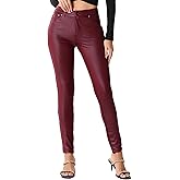 Allegra K Faux Leather Pants for Women's High Waist Stretch Slim Fit Motorcycle Legging Pants