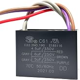C61 5 Wire 250VAC Ceiling Fan Capacitor C61 4.5uF+5uF+6uF 350/300V