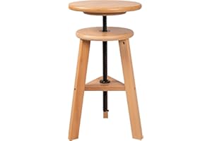 DJAR Wooden Drafting Stool Chair, Adjustable Beech Wood Artist Seat, Supports 180 Lbs, for Home, Studio, Kitchen, or Office, Natural