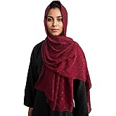 MiaoChoice Chiffon Dotted Hijab Scarf for Women, Lightweight Textured Head Wrap Shawl,Soft Muslim Headscarf for Spring Fall