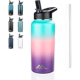 StarSpeed 32oz Insulated Water Bottle with Straw Lid, Stainless Steel Double Walled Vacuum Water Flask, Wide Mouth Sports Water Bottle for Gym Camping Hiking, Hydrangea