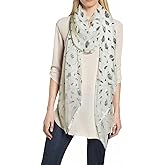 Lina & Lily Metallic Gold Silver Foil Feather Women's Scarf Shawl Wrap Lightweight