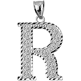 Claddagh Gold 925 Sterling Silver Initial Letter R Charm Pendant, 1"