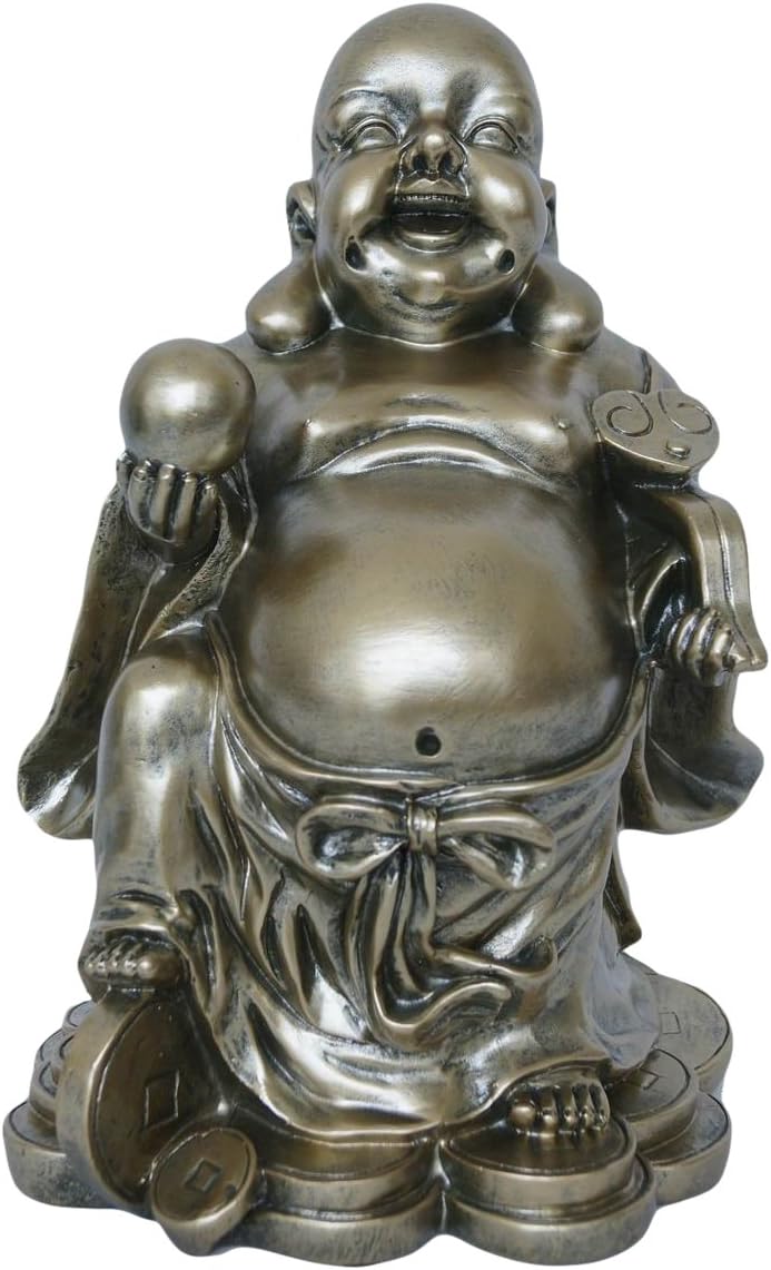Casa Collection 11673 Happy Buddha Standing with A Ball in His Höheand Height 30 CM Silver/gold