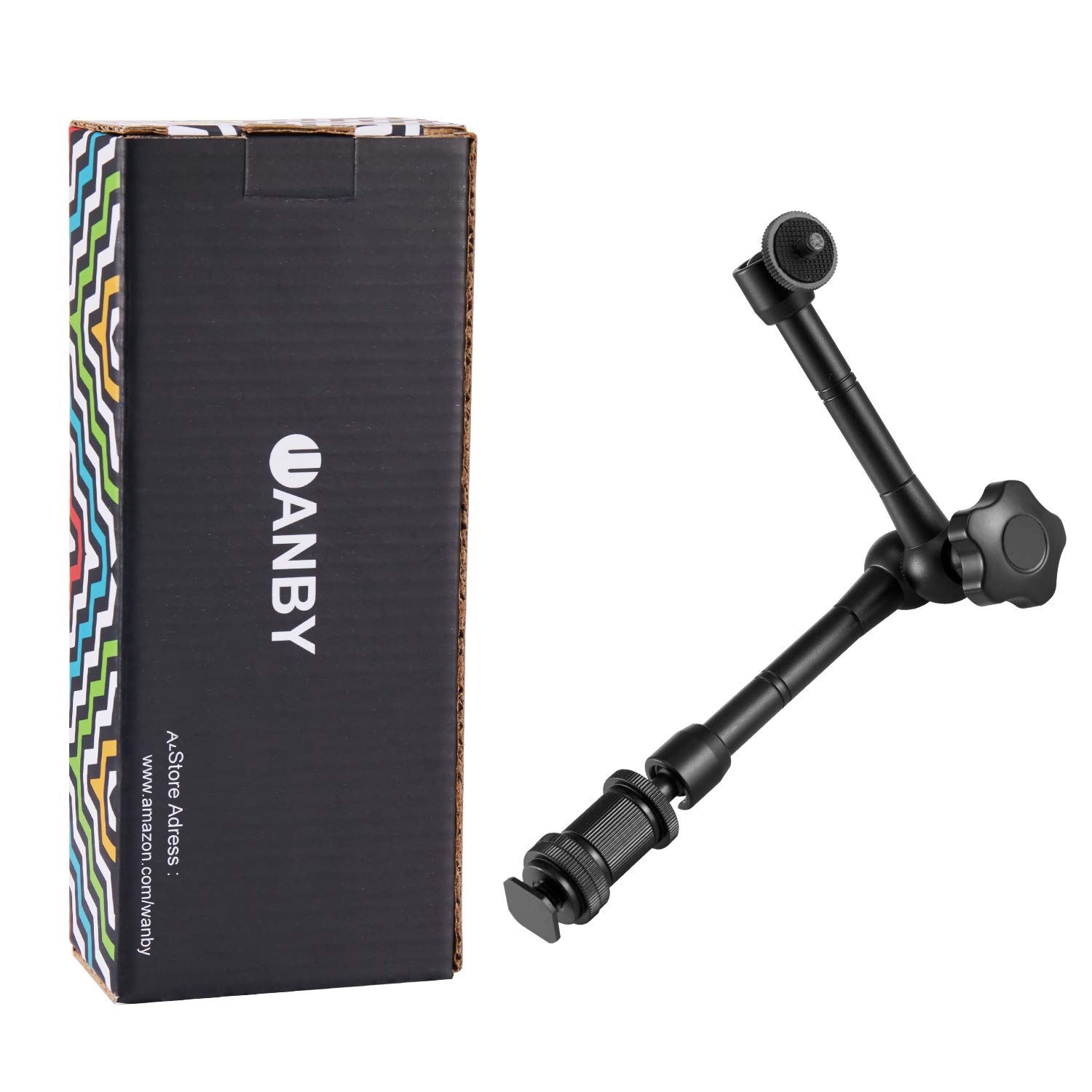 WANBY 11 Inch Articulating Friction Magic Arm Adjustable w/Hot Shoe Mount 1/4'' Tripod Screw for DSLR Camera Rig, LCD Monitor, LED Lights, Flash Light, Microphone, DJI Osmo (11 inch)