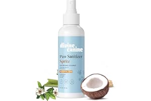 DIVINE CANINE Dog Paw Cleaner - 5.1 Fl Oz of Alcohol Free Paw Sanitizer Spritz - Made with Coconut, Aloe, Copaiba Oil, and Lemongrass Oil to Nourish and Clean Paws - Made in The USA