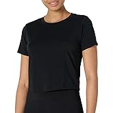 Amazon Essentials Women's Active Soft Cotton Crewneck Short Sleeve Yoga Workout Lightweight Cropped T-Shirt