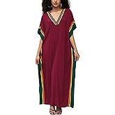 Kaftan Dresses for Women V-Neck Print Swimsuit Cover Up Plus Size Beach Caftan Lounge Dress