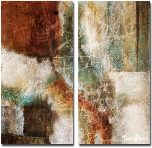 Ready2HangArt 2 Piece 20" High x 40" Wide x 1" to 2" Deep Bueno 'Abstract' Canvas Wall Art Set, Oversized, Brown/Beige/Tan/Teal