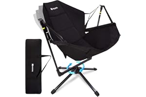 AKSOUL Swivel Hammock Chair Camping: Swing Folding Camp Reclining Chairs - Foldable Rocking Portable Adults Recliner Swinging Lounger for Outdoor Lawn Beach Travel