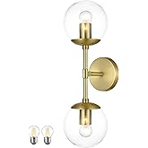 KoKo&Yukina Mid Century Modern Bathroom Vanity Light, 2 Light Globe Sconce, Gold, W 7.7'' x H 19'' x D4.7''