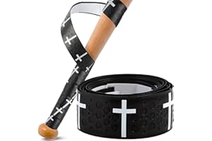 ARTISANWONDERS Cross Baseball Bat Grip Tape 1.75mm Precut - Full Adhesive Bat Wraps for Baseball/Softball/Cricket (Black/White) | Batting Grip Tape with Enhanced Thickness & Religious Design