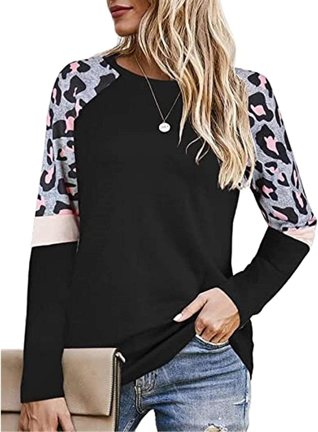 Womens Long Sleeve Tops,Womens Casual Loose Fit Tunic Top Baggy Comfy