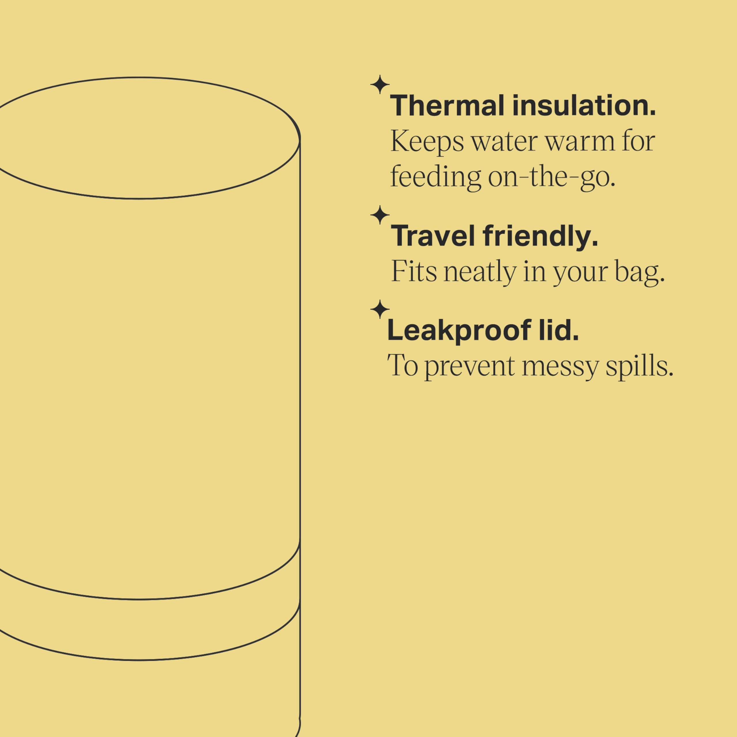 Tommee Tippee Portable Travel Baby Bottle and Food Warmer, Thermal Insulation, Stainless-Steel Flask with Leak-Proof Lid