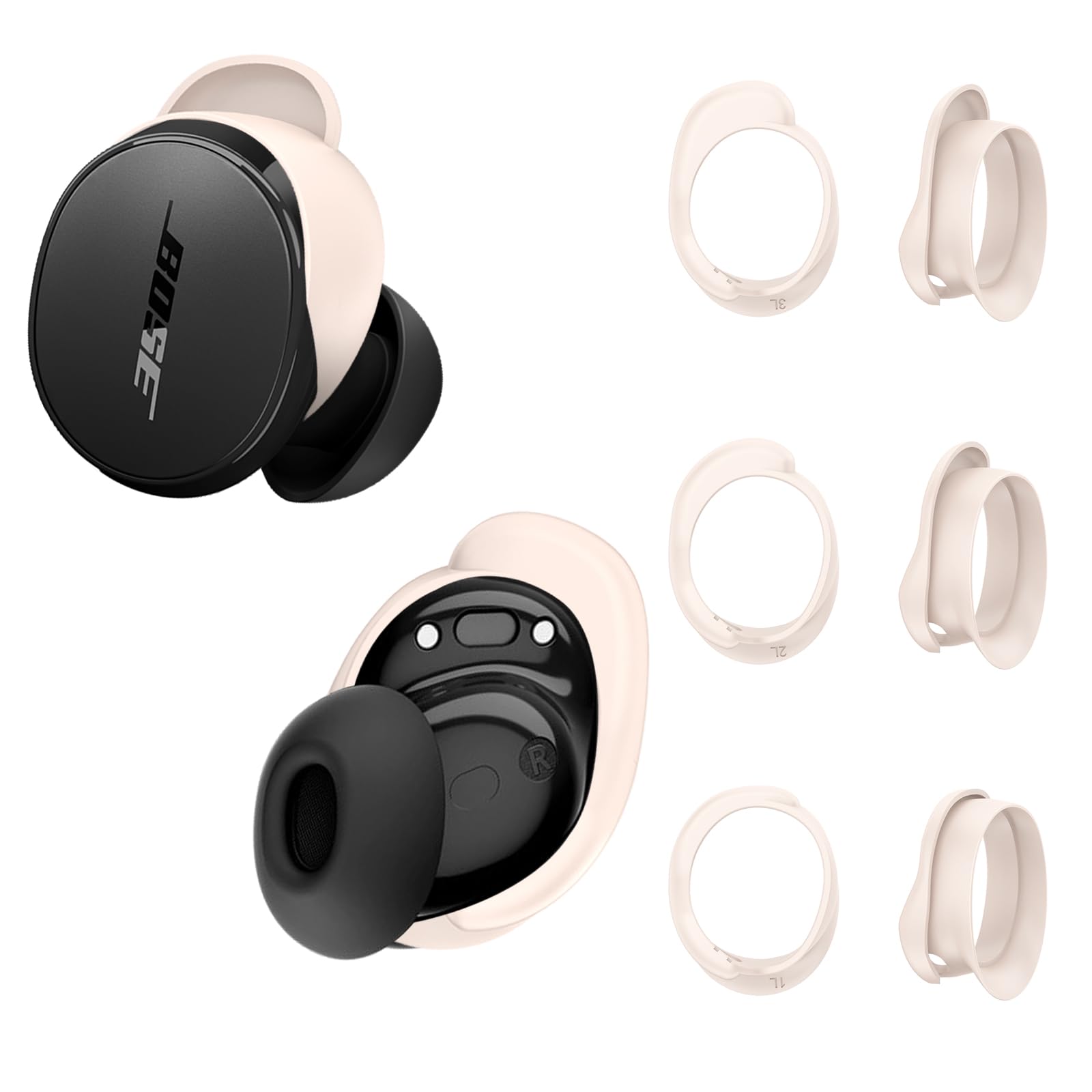 Photo 1 of [3 Pairs] Ear Tips Covers for New Bose QuietComfort Earbuds, Sport Anti-Slip EarTips Silicone Anti Scratches Replacement Ear Covers Earbuds Accessories (S/M/L) (Off-White)