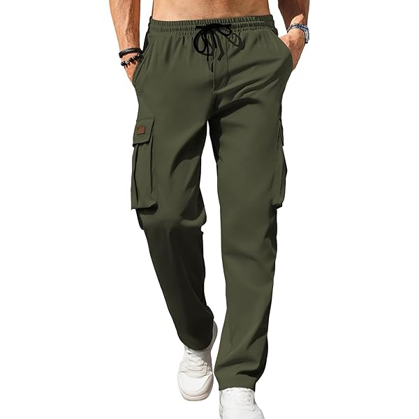 Baggy Cargo Mens Elastic Waist Cargo Pants With Drawstring Mens