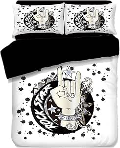 Sticker Superb Funda Nórdica Single Size 180x210 cm 3D Blanco y Negro