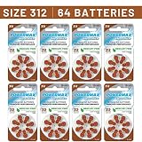 Powermax Size 312 Hearing Aid Batteries, Brown Tab, Long Lasting, Made In the USA, 64 Count