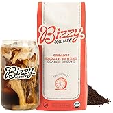 Bizzy Organic Cold Brew Coffee, Smooth &amp; Sweet Blend, Coarse Ground, 1 LB | Coarse Ground Coffee optimized for Cold Brew, Medium Roast, Micro Sifted, Specialty Grade, 100% Arabica Coffee, 1 LB