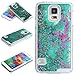 Samsung Galaxy S5 Case-Yerwal Transparent Plastic 3D Glitter Quicksand Stars Liquid Case for Samsung Galaxy S5(Green)