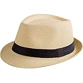 Straw Fedora Hat for Women Men Panama Hat Short Brim Summer Sun Hat
