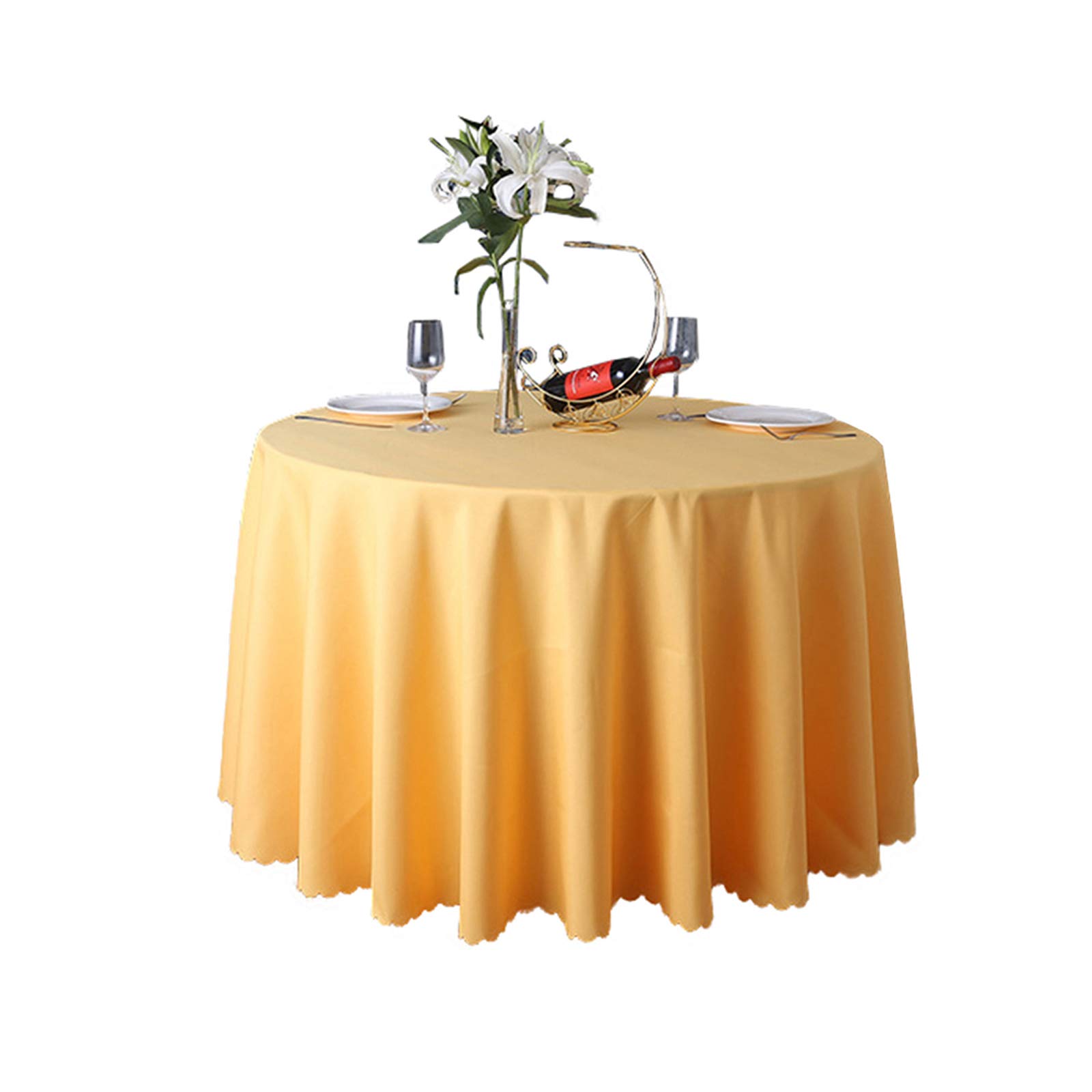JK Home Tablecloth Round Table Cover Polyester Solid Wedding Banquet Tables Cloth Gold 70" / 180cm