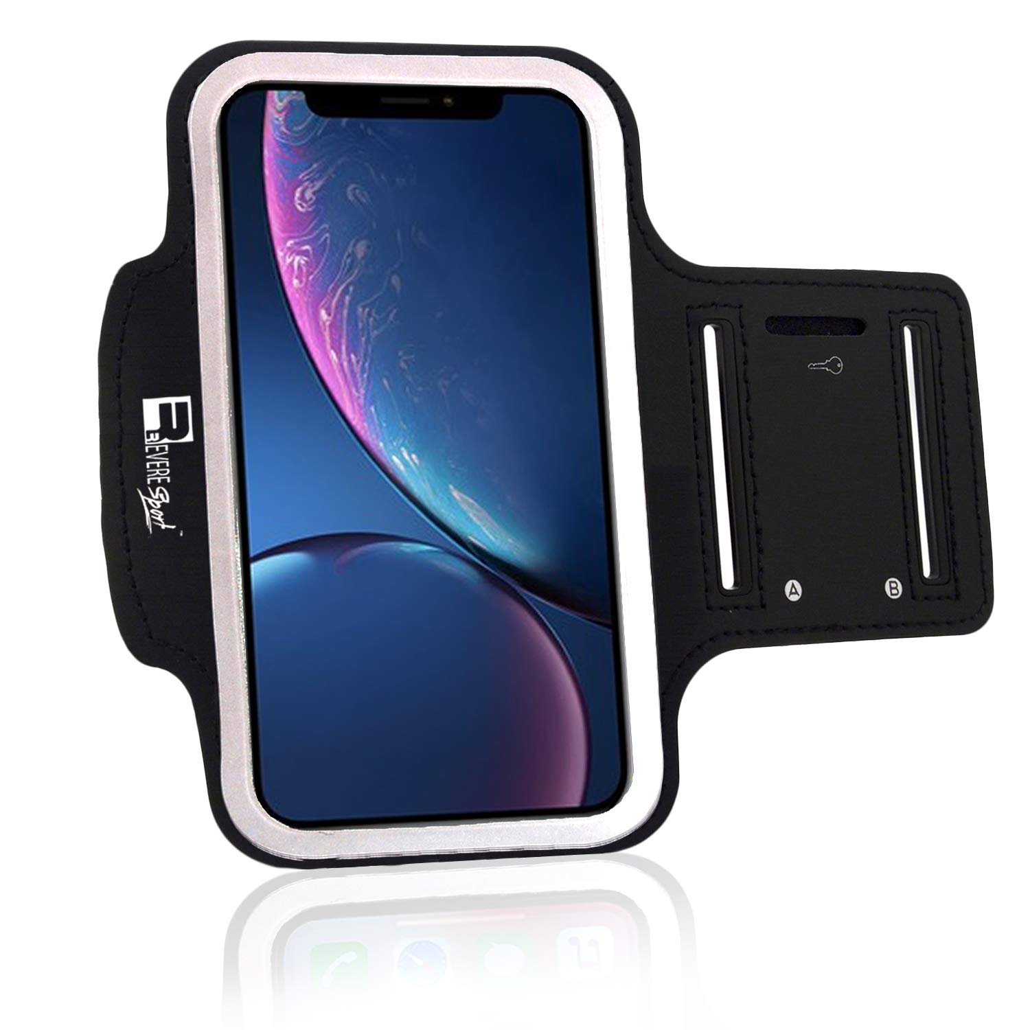 RevereSport Armband for iPhone XR with Face Recognition Access. Sports Arm Phone Case Holder for Running, Exercise, Gym Workouts