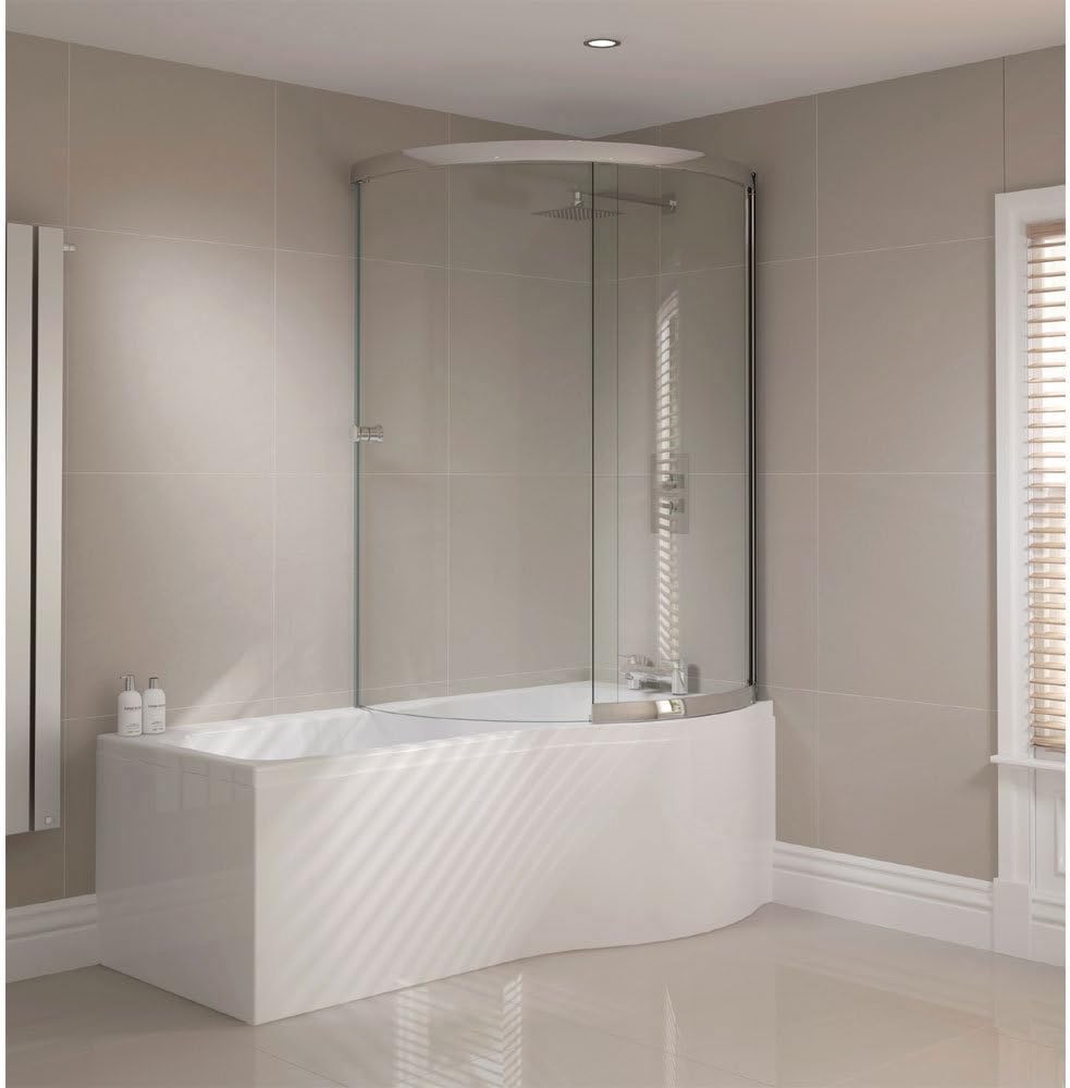 Sommer P Shaped Shower Bath 1700mm inc Sliding Screen and Acrylic Fr