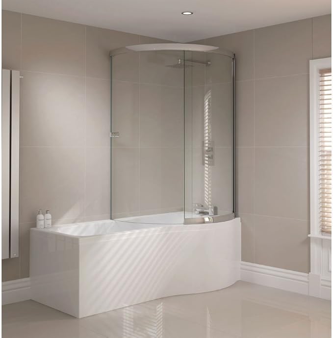 Sommer P Shaped Shower Bath 1700mm inc Sliding Screen and Acrylic Fr