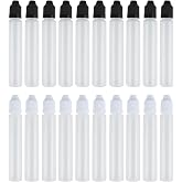 Z-Color Dropper Bottle, Black and White, 30ml, 20pcs | Long Thin Tip, Childproof Cap, Plastic LDPE