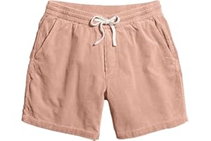 JEMLDL Men's Corduroy Shorts 5 Inch Inseam Drawstring Elastic Waist Lightweight Casual Summer Beach Shorts with Pocket