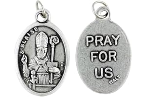 GIFTS BY LULEE, LLC Blessed by Pope Francis St. Blaise Patron Who Suffer Throat Ailments Pray for Us Medal Silver Oxidized
