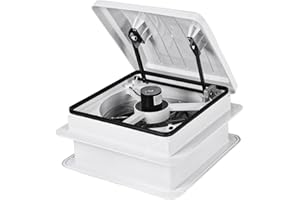 LCyindu RV Roof Vent Fan 14",4 Speed Reversible 12V RV Exhaust Fan Low Noise,UV Protection,Manual Open for Camper,Travel,Cargo Trailer