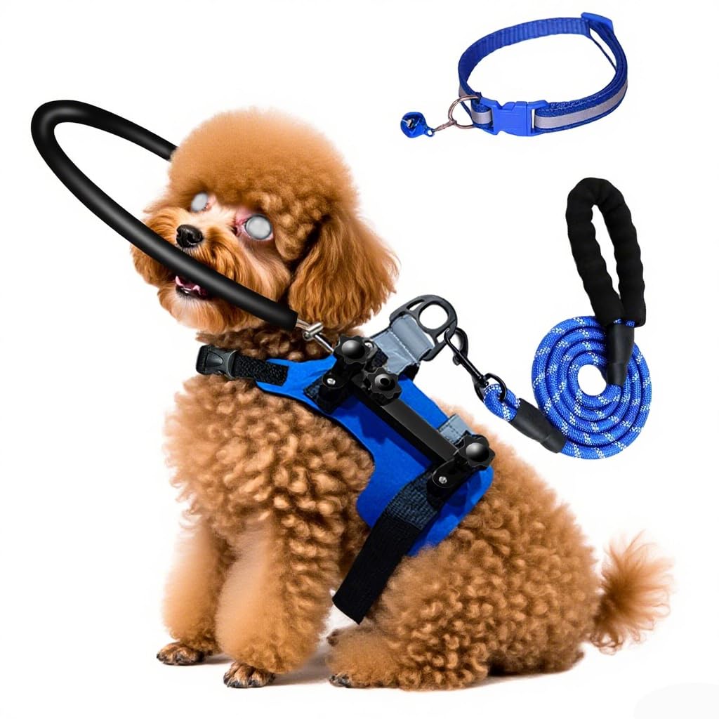 Photo 1 of Blind Dog Halo Harness,Protective Halo Dog Collar with 5 FT Leash & Reflective Collar,Confidence Building Harness Guiding Device,BlindDog Accessories (S:Recommand Weight 9-22 lbs)