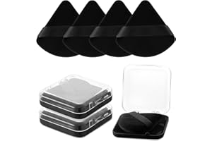 Nakraly Powder Puff with 2 Travel Cases Triangle Makeup Puff for Loose Powder Body Powder Setting Powder Puff for Face Powder Beauty Makeup Tool(Black)