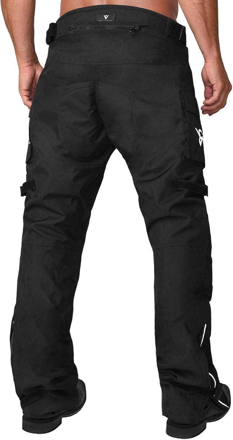 Viking Cycle Saxon Heavy Duty Armored 600D Adjustable Premium Textile Motorcycle Riding Overpants for Men: Clothing