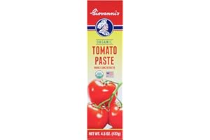 GIOVANNI'S ORGANICS USA Giovanni’s Organic Double Concentrated Tomato Paste – Single (4.5 oz Tube) | Made in the USA with Vine-Ripened California Tomatoes, Non-GMO, No Additives, Rich Flavor