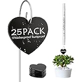 Cureder 25-Pack Iron Metal Heart Shaped Garden Markers Weatherproof Metal Plant Labels Large Planting Seedling Stake Signs, for Seedlings Herbs Vegetable Greenhouse Gifts with White Marker Pen Labels