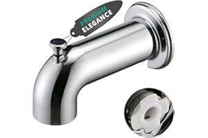 YASINU Slip-On Tub Spout with Diverter 6.22 Inches Long for Bathtub Spout with Diverter 1/2 Inch Slip Fit Connection, Chrome