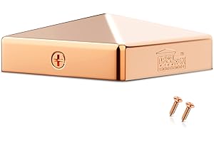 DECOREX HARDWARE Solid Copper 3.5x3.5 Heavy Duty Post Cap for Actual 3.5" x 3.5" Wood Posts Corrosion-Resistant Fence Post Cap with 2X Matching Copper Plated Screws Weatherproof Protection Post Covers for Porch Deck