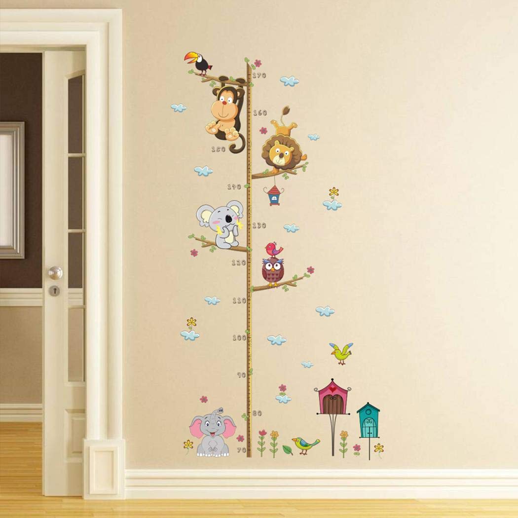 Kirken Cute Cartoon Self-Adhesive Children Height Sticker Kids Wall Sticker Wall Decals Bedroom Living Room Decoration