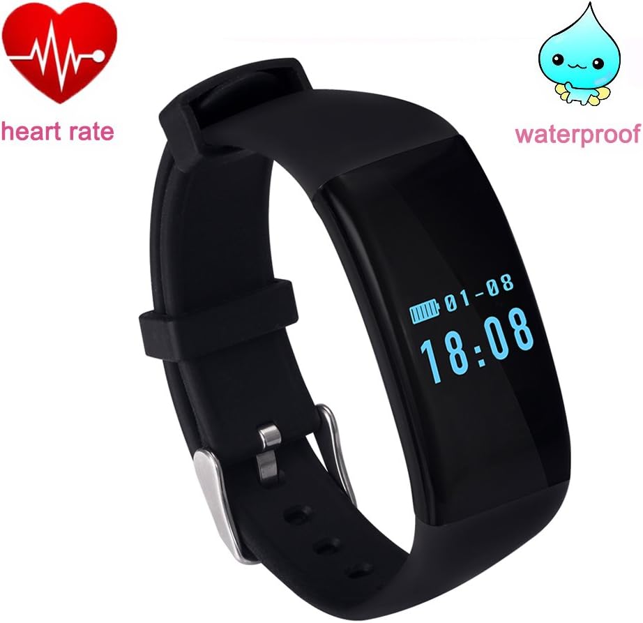 DFyou Waterproof Bluetooth Heart Rate Fitness Smart Watch - Black