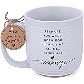 Lighthouse Christian Products Courage Hold Onto Hope Rib Textured White 20 Ounce Ceramic Mug