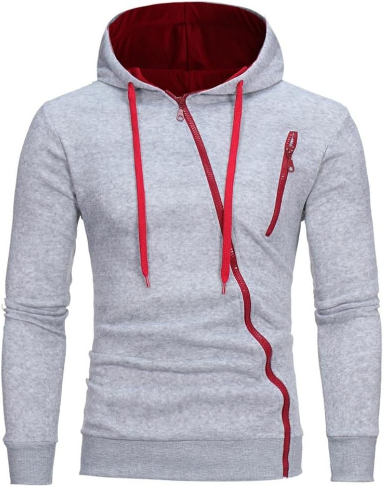 GREFER Mens' Personality Long Sleeve Zipper Hoodie Hooded Sweatshirt Tops Jacket Coat Outwear with Pocket